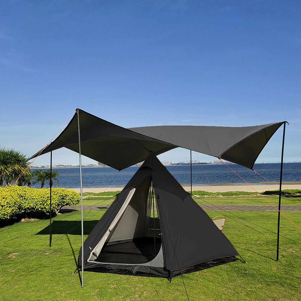 Cheap Goat Tents Outdoor Pyramid Tent 3 4 People Double Layer Indian Style Camping Tent High Quality Aluminum Pole Teepee Family Travel Yurt Tent   